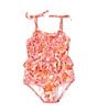 Color:Orange Pink - Image 1 - Little Girls 2T-6X Smocked Tie Strap One-Piece Swimsuit