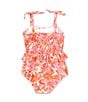 Color:Orange Pink - Image 2 - Little Girls 2T-6X Smocked Tie Strap One-Piece Swimsuit