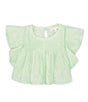 Color:Mint - Image 1 - Little Girl's 2T-6X Woven Pintuck Double Ruffle Top