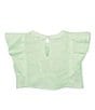 Color:Mint - Image 2 - Little Girl's 2T-6X Woven Pintuck Double Ruffle Top