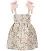 GB Little Girls Baroque Floral Bow Strap Dress, Color:Floral Gold - Image 2