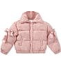 GB Little Girls Bow Detail Puffer Jacket - Image 1