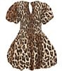 GB Little Girls Leopard Print Short Sleeve Bubble Hem Mini Dress - Image 2