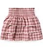 GB Little Girls Plaid Smocked Ruffle Skirt - Image 1