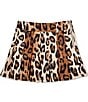 GB Little Girls Pleated Leopard Print Denim Mini Skirt - Image 1