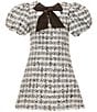 GB Little Girls Puff Sleeve Bow Neck Shift Dress - Image 1