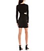 Color:Black - Image 2 - Long Sleeve Cut Out Mini Dress