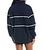 Color:Navy - Image 2 - Long Sleeve Fleece Quarter Zip Pullover