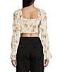 Color:Ivory Combo - Image 2 - Long Sleeve Floral Print Corset Blouse
