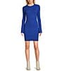 GB Long Sleeve Ribbed Mini Sweater Dress, Color:Blue - Image 1