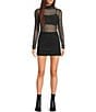 GB Mesh Bedazzled Turtleneck Top, Color:Black - Image 3