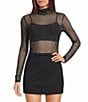 GB Mesh Bedazzled Turtleneck Top - Image 1