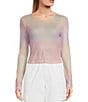 Color:Pink Multi - Image 1 - Mesh Ombre Rainbow Top