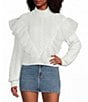 GB Mesh Tulle Cable Knit Sweater, Color:Ivory - Image 1