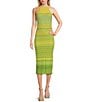 Color:Green Multi - Image 1 - Metallic Crochet Halter Midi Dress