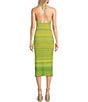 Color:Green Multi - Image 2 - Metallic Crochet Halter Midi Dress