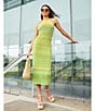 Color:Green Multi - Image 6 - Metallic Crochet Halter Midi Dress