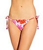 GB Modern Floral Scrunchie Textured Lettuce Edge Tie Side Hipster Swim Bottom, Color:Ballerina - Image 1