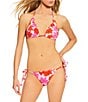 GB Modern Floral Scrunchie Textured Lettuce Edge Tie Side Hipster Swim Bottom, Color:Ballerina - Image 3