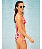 GB Modern Floral Scrunchie Textured Lettuce Edge Tie Side Hipster Swim Bottom, Color:Ballerina - Image 5