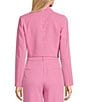 Color:Pink - Image 2 - Notch Collar Button Front Cropped Blazer