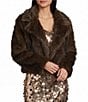 GB Notch Collar Faux Fur Coat, Color:Brown - Image 1