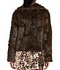 GB Notch Collar Faux Fur Coat, Color:Brown - Image 2