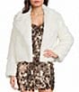 GB Notch Collar Solid Faux Fur Coat, Color:Ivory - Image 1