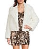 GB Notch Collar Solid Faux Fur Coat - Image 1