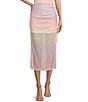 Color:Pink Multi - Image 1 - Ombre Mesh Midi Skirt