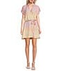 Color:Pink Multi - Image 1 - Ombre Printed Wrap Shirt Dress
