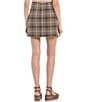 Color:Brown - Image 2 - Plaid Front Double Slit Mini Skirt