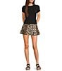 GB Pleated Leopard Denim Mini Micro Skort, Color:Leopard - Image 3