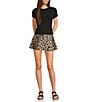 GB Pleated Leopard Denim Mini Micro Skort - Image 3