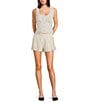 GB Pleated Linen Blend Dot Print Coordinating Shorts - Image 3