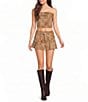 GB Printed Denim Coordinating Mini Skirt - Image 3