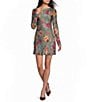 GB Printed Long Sleeve Satin Mini Dress - Image 1