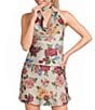 GB Printed Satin Cowl Neck Coordinating Halter Top - Image 1