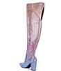 Color:Purple/Coral - Image 3 - Queen-BeeTwo Ombre Rhinestone Over-the-Knee Boots