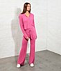 Color:Rose Pink - Image 5 - Coordinating Ribbed Eyelash Knit Lounge Pants
