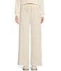 Color:Ivory - Image 1 - Ribbed Coordinating Knit Pull-On Wide Leg Lounge Pants