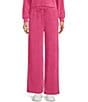 Color:Rose Pink - Image 1 - Ribbed Coordinating Knit Pull-On Wide Leg Lounge Pants