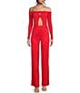 GB Rosette Off-The-Shoulder Sweater Top, Color:Coral - Image 3