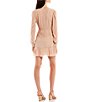 Color:Tan - Image 2 - Ruched Long Sleeve Faux Wrap Dress