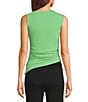 GB Ruched Side Asymmetrical Tank, Color:Matcha - Image 2