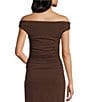 GB Ruched Side Off The Shoulder Top, Color:Chocolate - Image 2