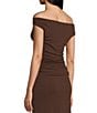 GB Ruched Side Off The Shoulder Top, Color:Chocolate - Image 4