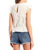 Color:White - Image 2 - Ruffle Cap Sleeve Peasant Top