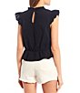 Color:Black - Image 2 - Ruffle Cap Sleeve Peasant Top