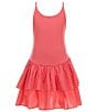 GB Big Girls Ruffle Square Neck Sleeveless Drop Waist Mini Dress - Image 1